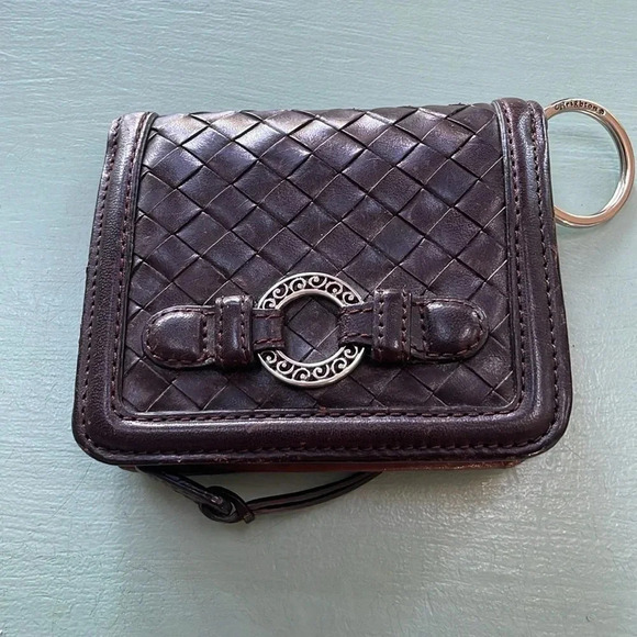 Brighton brown leather wallet Key ring Silver embellishments Zippered pocket - Picture 11 of 11